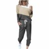 EMATOP Damen Trainingsanzug Casual Langarm Sweatshirt und Lange Hose Jogginganzug 2 StÃ¼cke Set Sportswear Baumwolle Sport Freizeitanzug Mode Farbblock Tracksuit Herbst Winter Yoga Outfit