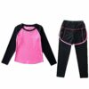 Echinodon MÃ¤dchen Sport-Set 2tlg Schnelltrockend Langarmshirt + Hose mit Shorts Trainingsanzug fÃ¼r Jogging Fussball Yoga