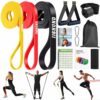 FitnessbÃ¤nder Set, Latex WiderstandsbÃ¤nder in 3 StÃ¤rken mit Griffen TÃ¼ranker Karabinern Schutzpolster Tragtasche, Resistance Bands Gymnastikband fÃ¼r Krafttraining Fitness Home Yoga