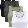 Geyoga Tanktop fÃ¼r Damen, Trainings-Oberteil, einfach, Crop-Top, Ã¤rmellos, Racerback, fÃ¼r Sport, Yoga, Laufen, 4 StÃ¼ck