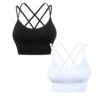 HANERDUN Damen Sport BH Yoga Bra mit Gepolstert Nahtlose Ohne BÃ¼gel und gibt Guten Halt Atmungsaktiv Riemchendesign und mittelstarkem fÃ¼r Fitness Lauf Joggen