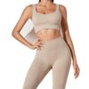 JN JANPRINT Workout-Outfits fÃ¼r Frauen 2-Teiliges Set,Nahtlos Yoga-Outfits Hohe Taille Leggings+Sport-BH Damen TrainingsanzÃ¼ge Set(Khaki,M)