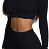 Mayround 2 StÃ¼cke Damen SportanzÃ¼ge Jogginganzug Sport Sets Geripptes Langarm Crop Top mit hohe Taille Yoga Leggings Sets