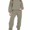 REORIA Damen Weich Baumwolle Hausanzug Dick Freizeitanzug Warm Trainingsanzug Jogginganzug Set halbem ReiÃverschluss Tracksuits mit Fleece-Futter