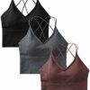 Sport BH Damen Bustier BH Ohne BÃ¼gel Sport Bra Top SpaghettitrÃ¤ger Cross Back Design Push up BH fÃ¼r Yoga Fitness