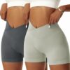 Vertvie Damen 2/3/5 Pack Gym Shorts V Cross Scrunch Butt Push Up Yoga Shorts Stretch Fitness Hosen High Waist Nahtlos Kurz Leggings Butt Lift Workout Booty Sportshorts