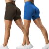 ZAAYO 2er-Pack Sport Short Damen Butt Scrunch Kurze Sporthose Laufhose Hohe Taille Kurze Hosen Butt Lift Booty Nahtlos Fitness Tie Dye Gym Shorts