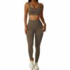 dohomiryo Damen SportanzÃ¼ge Jogginganzug Sport Sets 2 Teilig Workout Outfit Set Sport Crop Top+Hohe Taille Yoga Leggings Yoga Outfit Freizeitanzug Sportswear