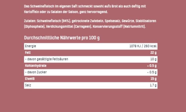 TULIP 2x 300 g Schweinefleisch im eigenen Saft | Fleisch Schwein 94% | FrÃ¼hstÃ¼cksfleisch in der Konserve | Ideal als Belag oder zum Anbraten | Konservenfleisch